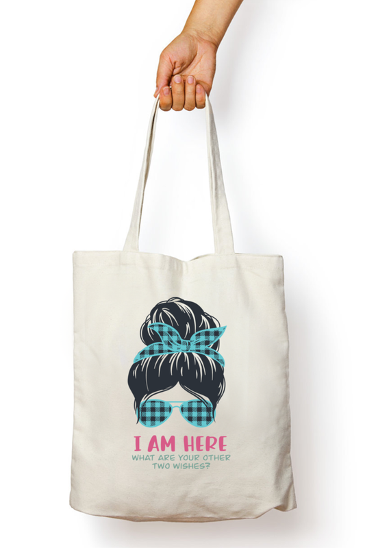 Tote Bag with Zipper- Im here what are your other 2 wishes