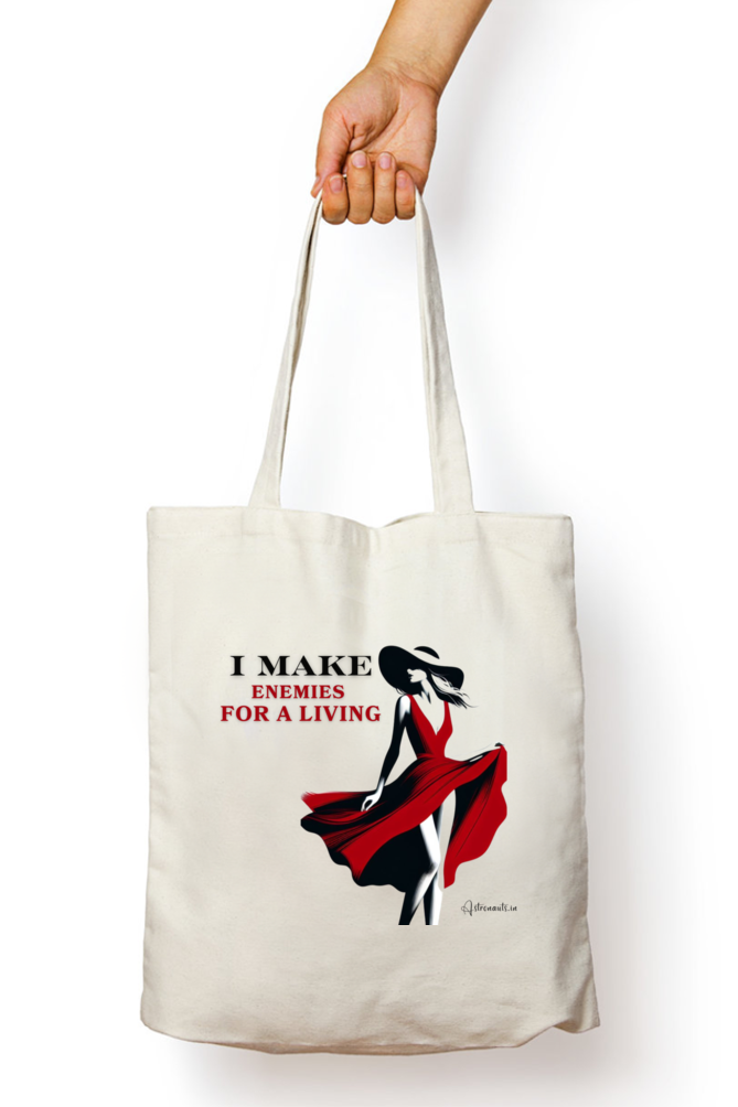 Tote Bag with Zipper- I make enemies for a living