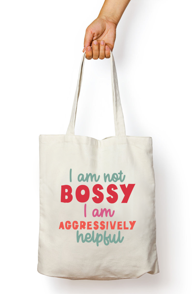 Tote bag with zipper - Im not bossy I am helpful