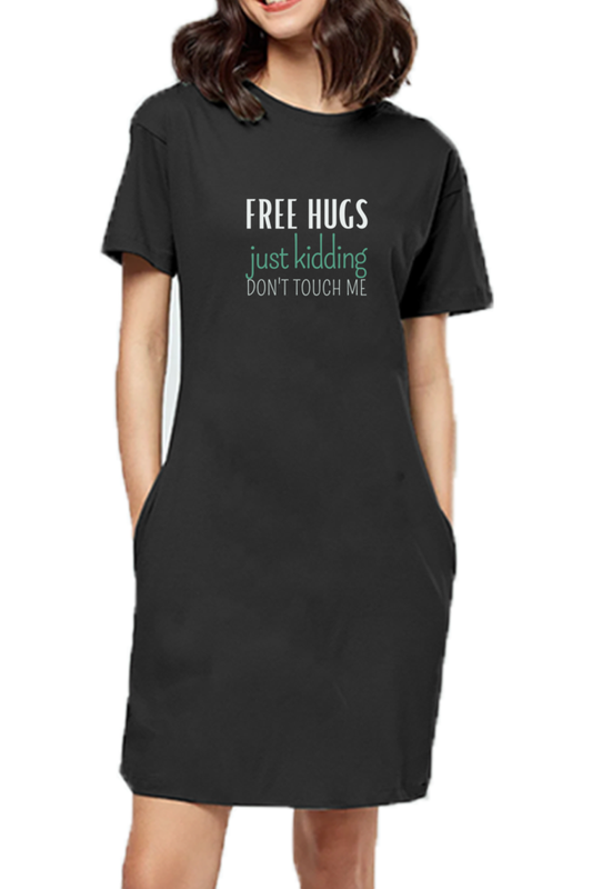 T-shirt dress for Women with Slogan - Free hugs