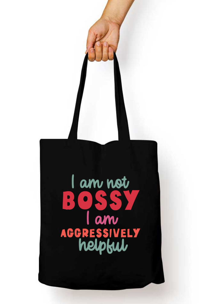 Tote bag with zipper - Im not bossy I am helpful