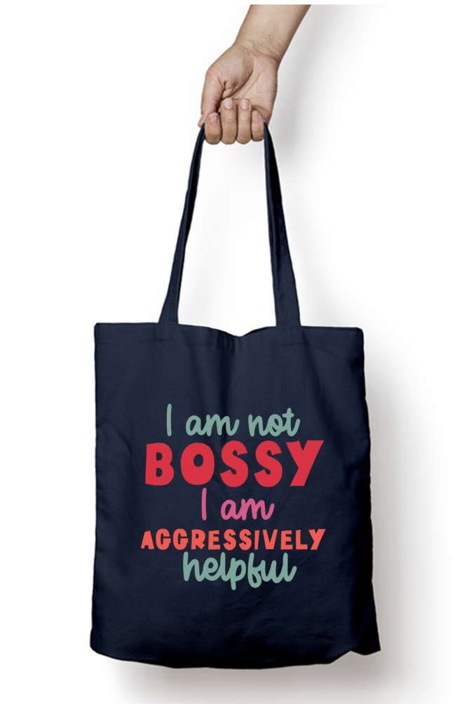 Tote bag with zipper - Im not bossy I am helpful