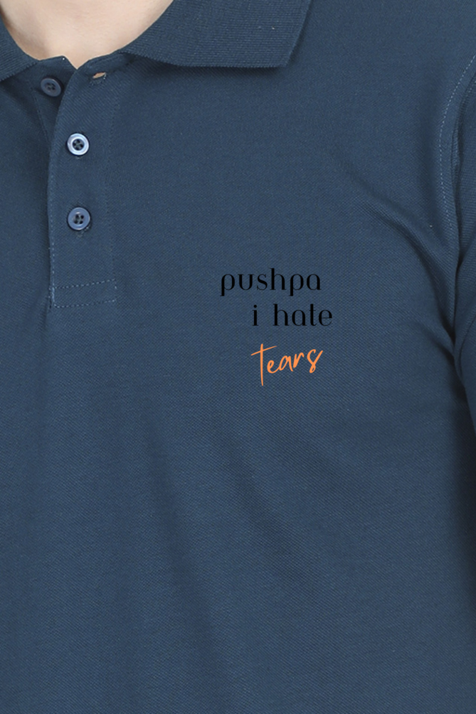 Male Polo Half Sleeve with pocket print- Pushpa I hate tears  (no pocket)