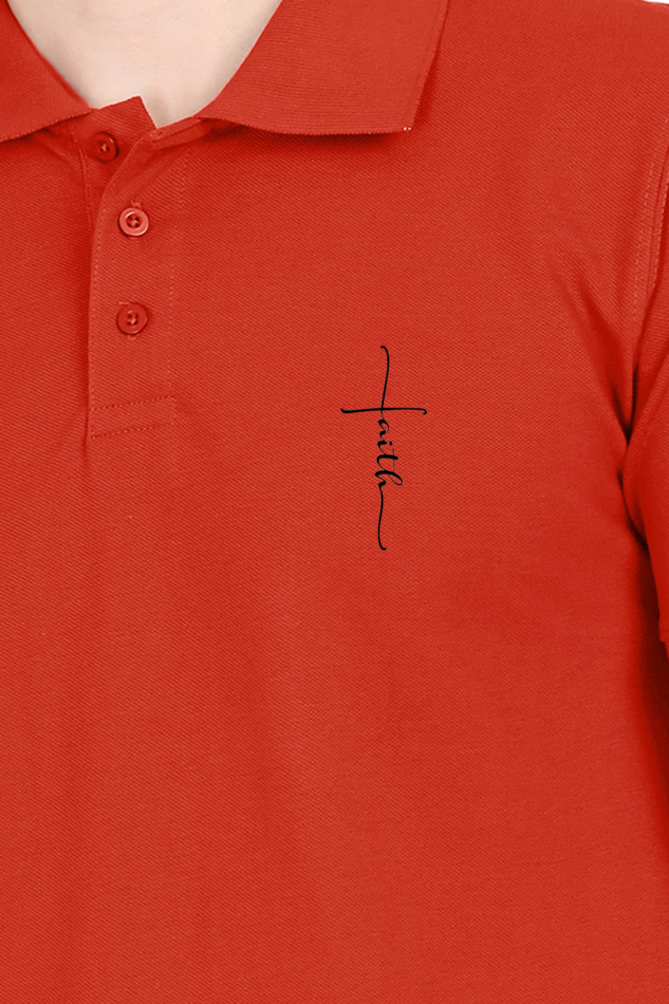 Mens Simple Polo Neck Tshirt-with Faith pocket Print  (no pocket)