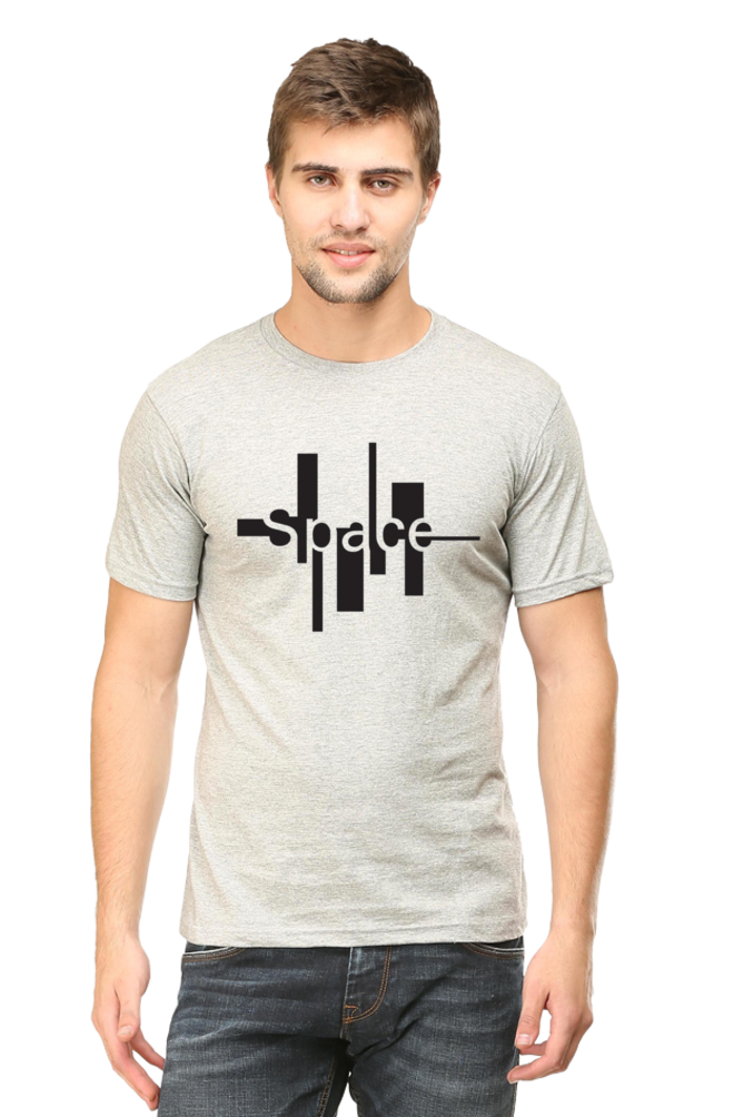 Space Round Neck Cotton T-shirt for Men