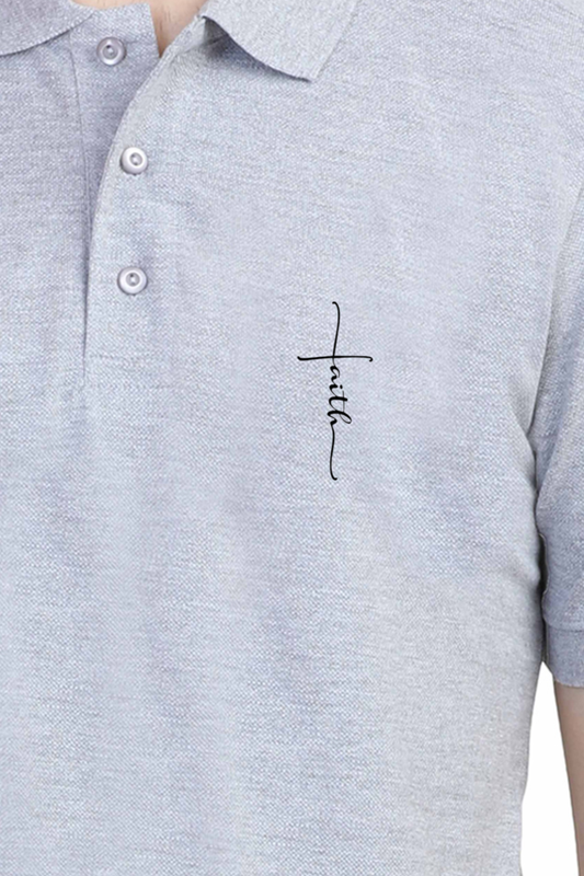 Mens Simple Polo Neck Tshirt-with Faith pocket Print  (no pocket)