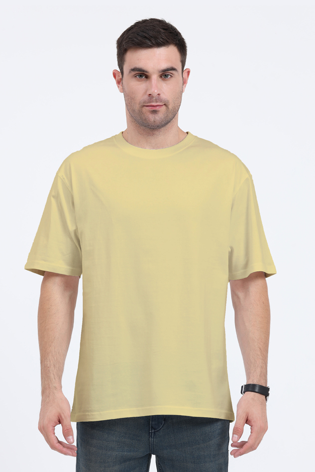 Beige Oversized Cotton Tshirt for MEN