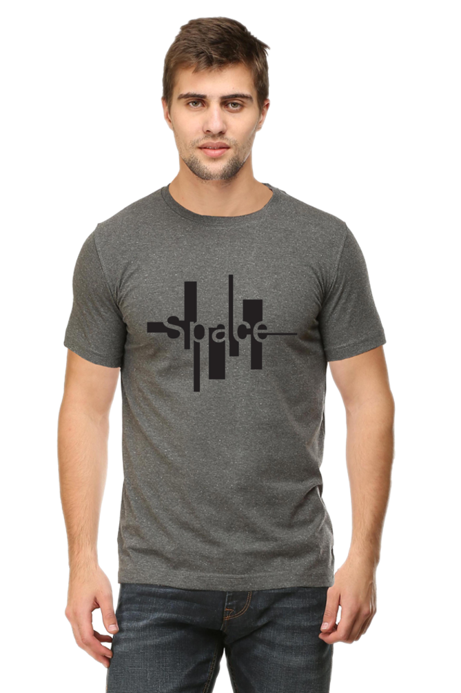 Space Round Neck Cotton T-shirt for Men