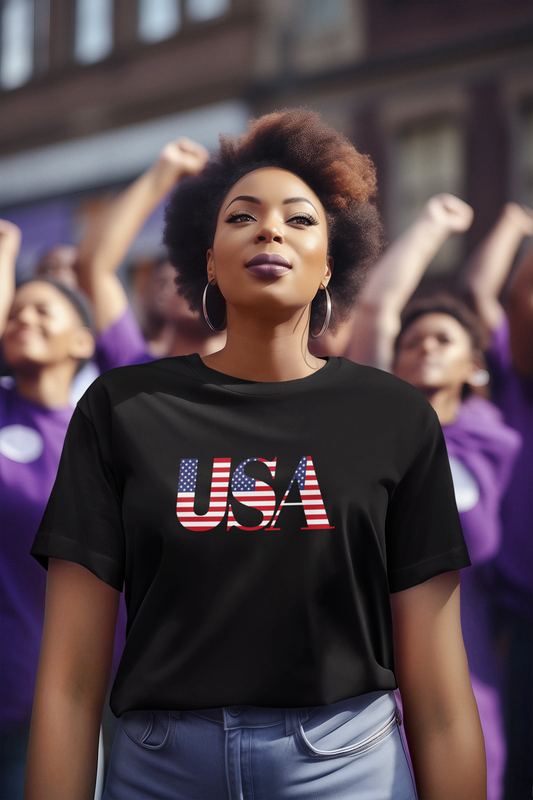 USA womens Round Neck T-shirt