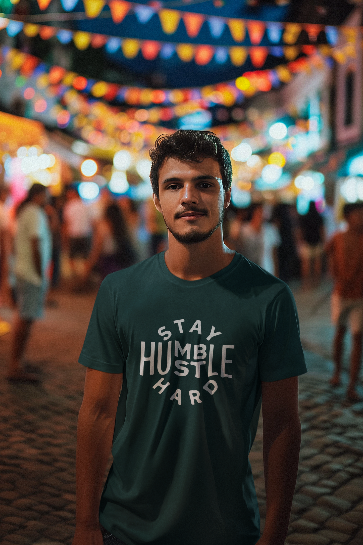 STAY HUMBLE HUSTLE HARD PETROL blue T-SHIRT