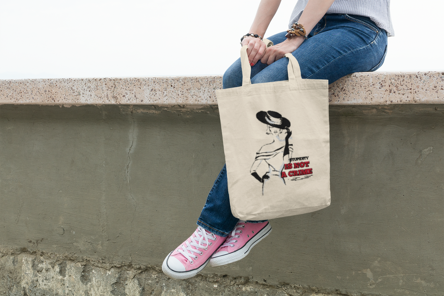 Stupidity is not a crime- Tote bag with Zipper