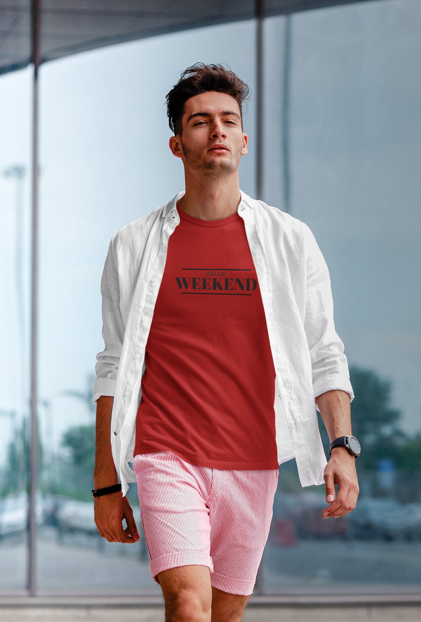 Hello Weekend Regular Fit, round neck tshirt