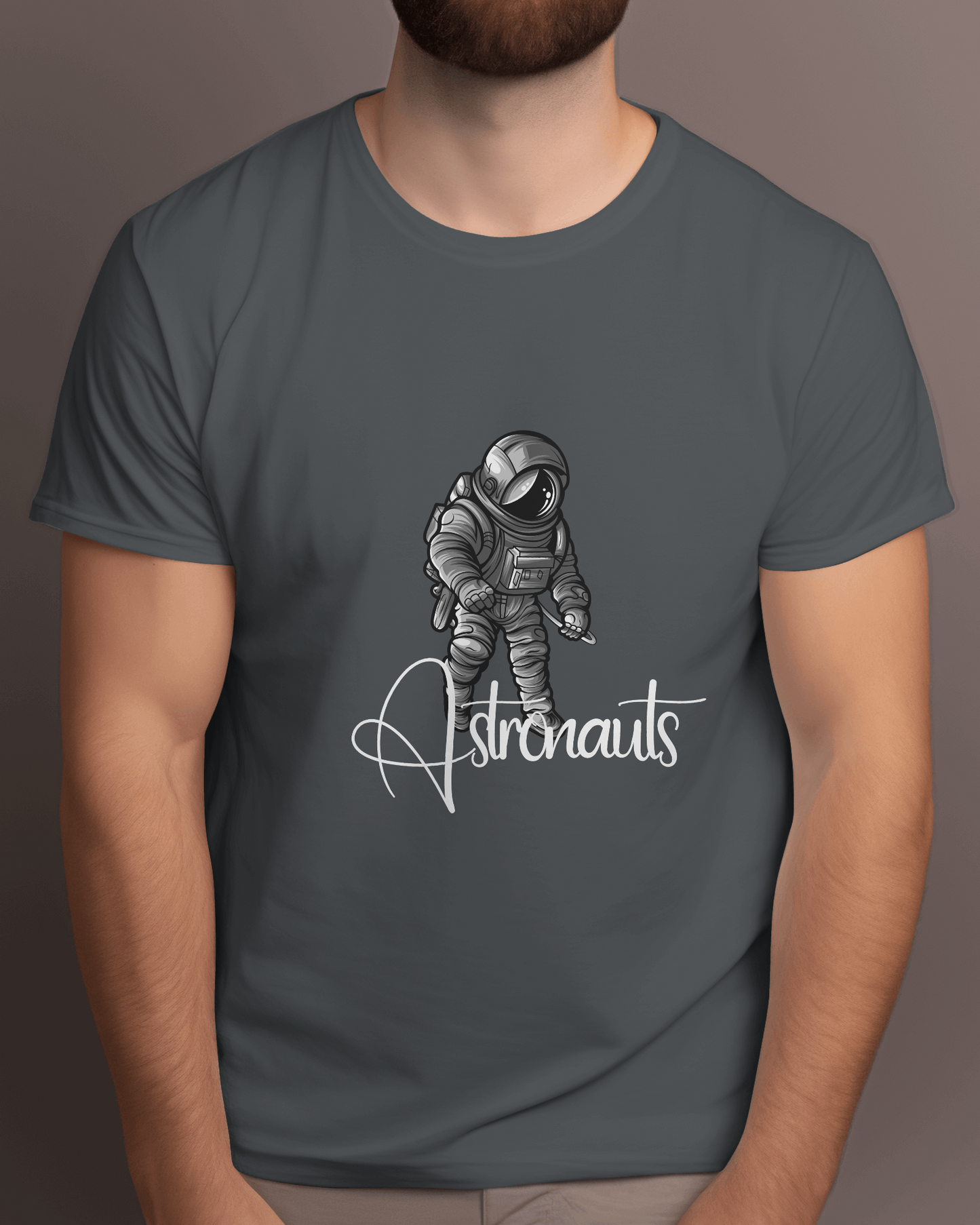 Men's Round Neck Half Sleeve Tshirt- Astronaut