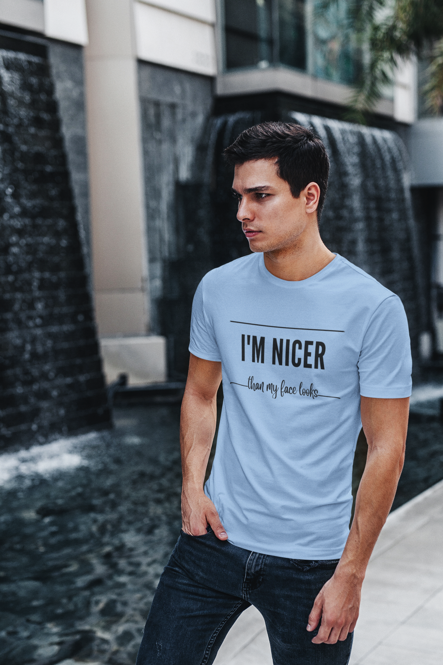 I’m Nicer Than My Face Looks Round neck half sleeve tshirt