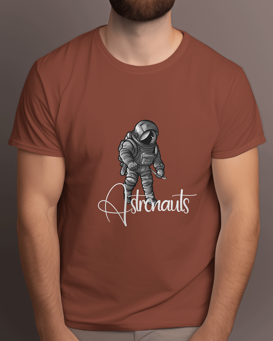 Men's Round Neck Half Sleeve Tshirt- Astronaut