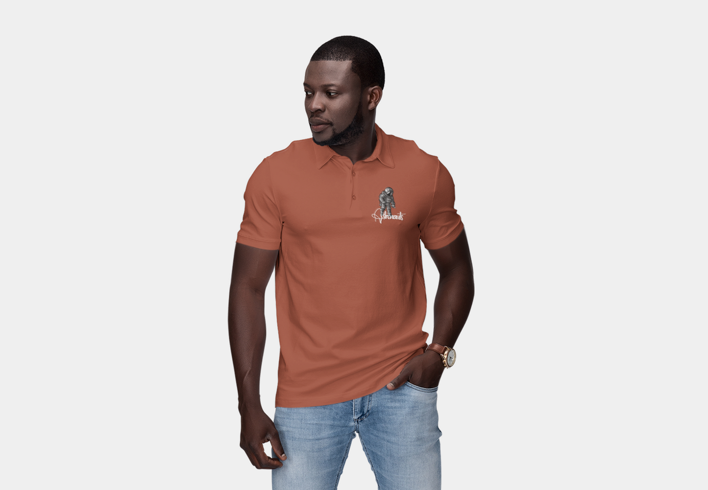 Polo T-shirt  pocket Print  (no pocket) - Astronauts