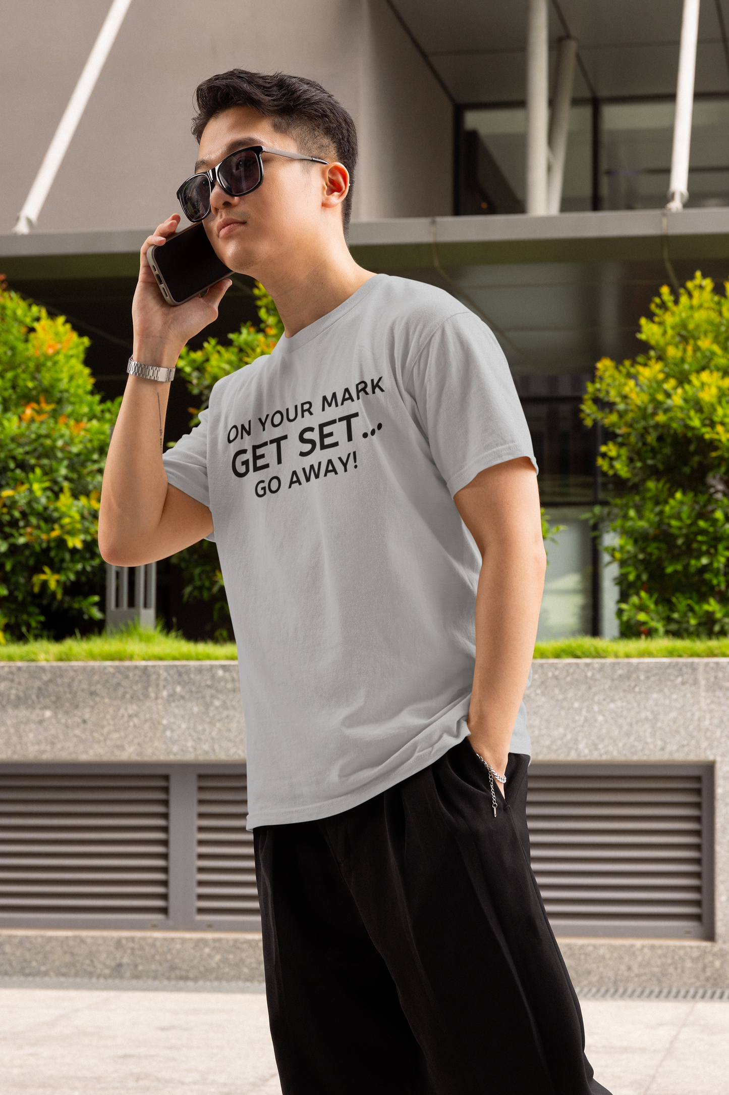 Unisex - On your marks, get set, go away Puff print t-shirt