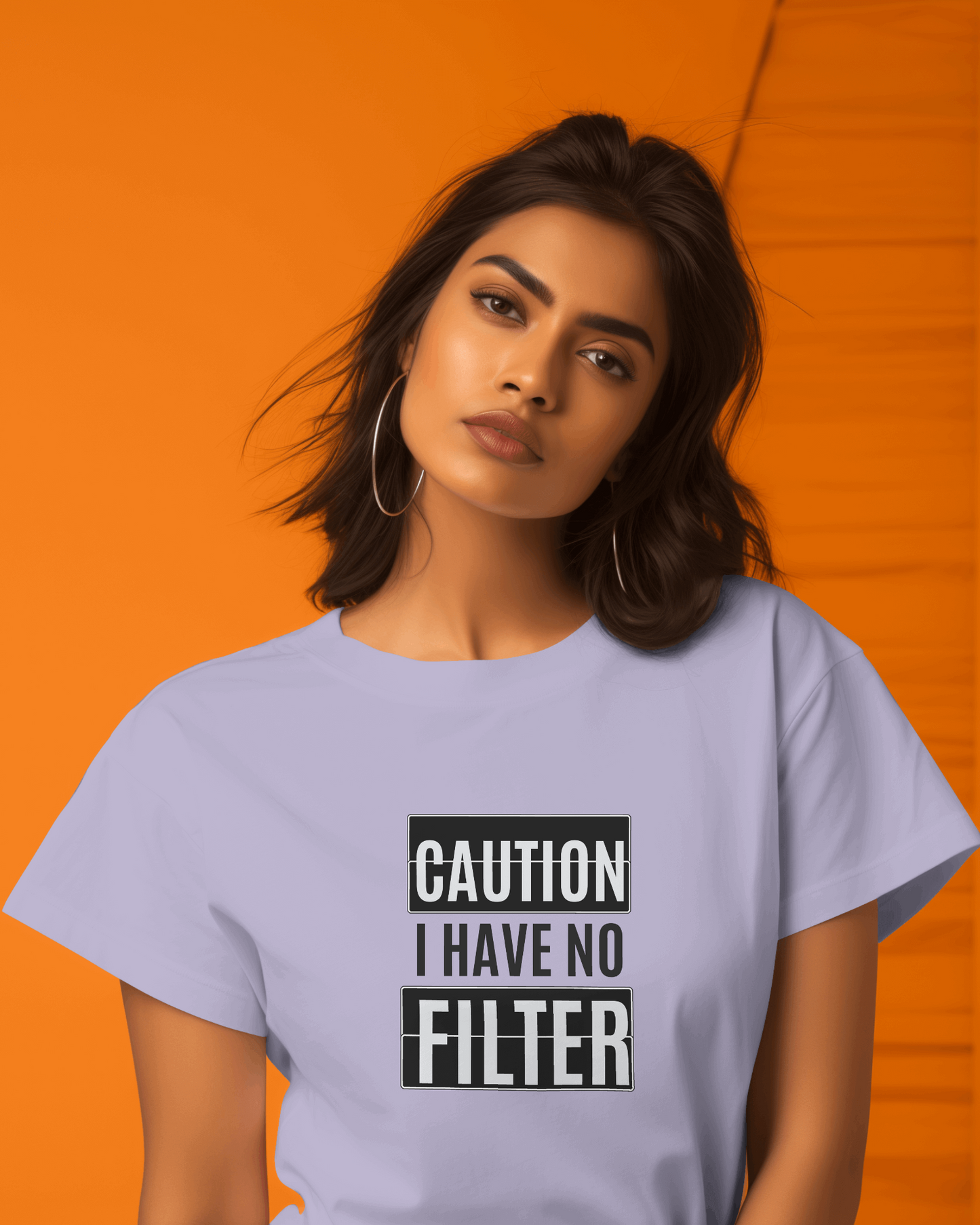 Caution I have no filter Round Neck _ Unisex Regular Fit