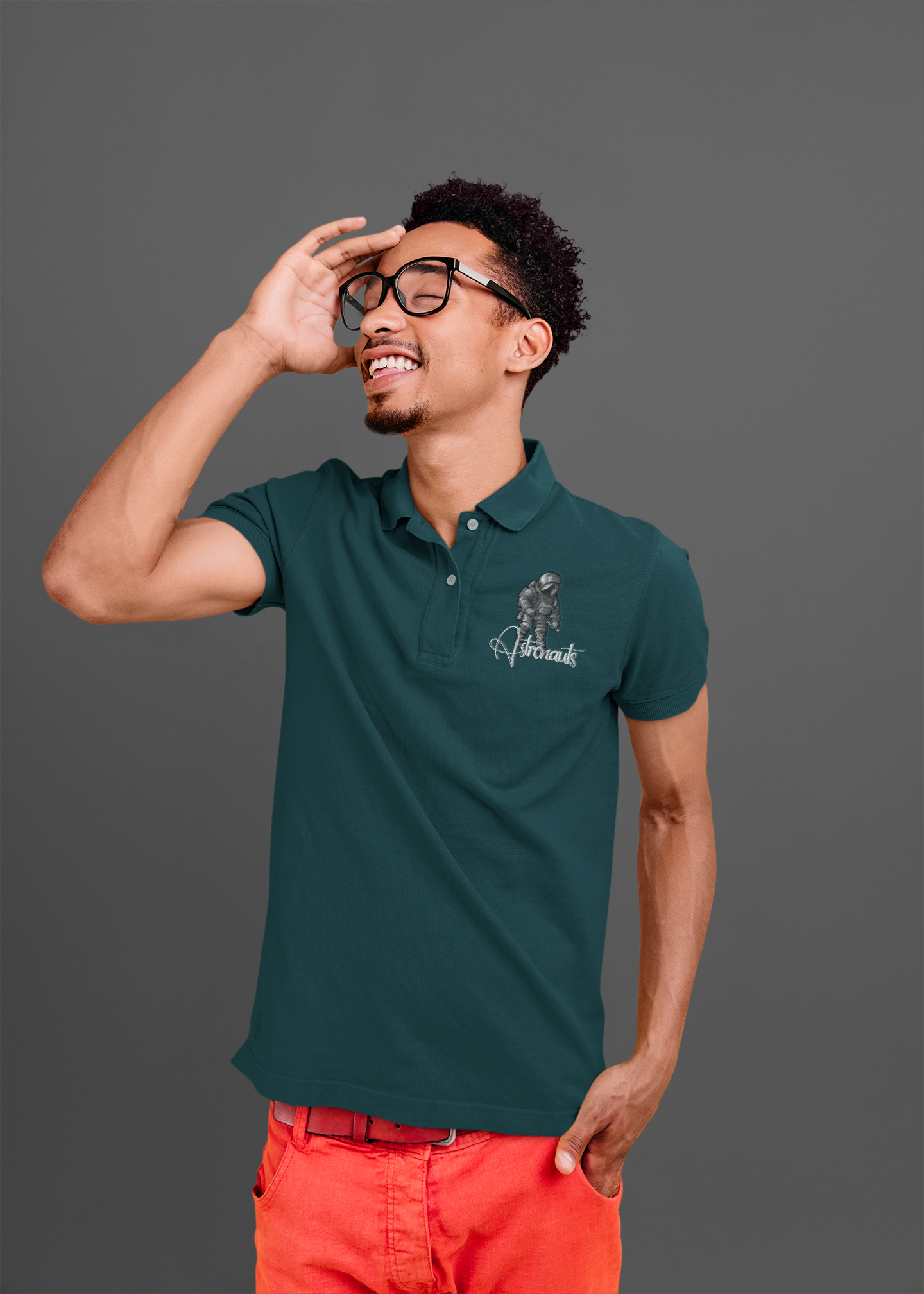 Polo T-shirt  pocket Print  (no pocket) - Astronauts