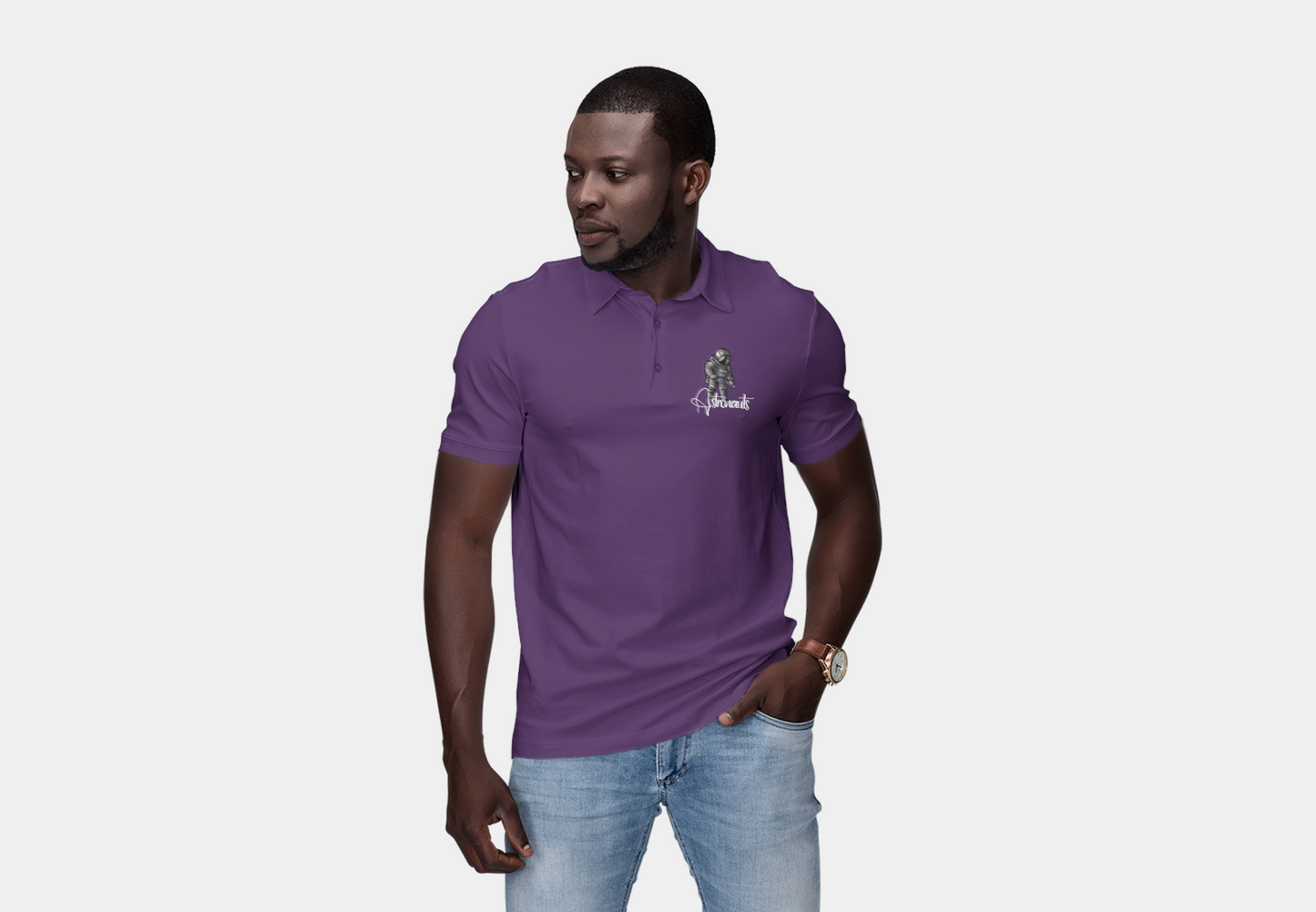 Polo T-shirt  pocket Print  (no pocket) - Astronauts