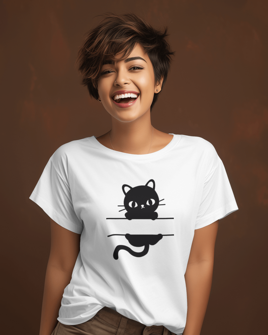 Cat Round neck cotton t-shirts for women