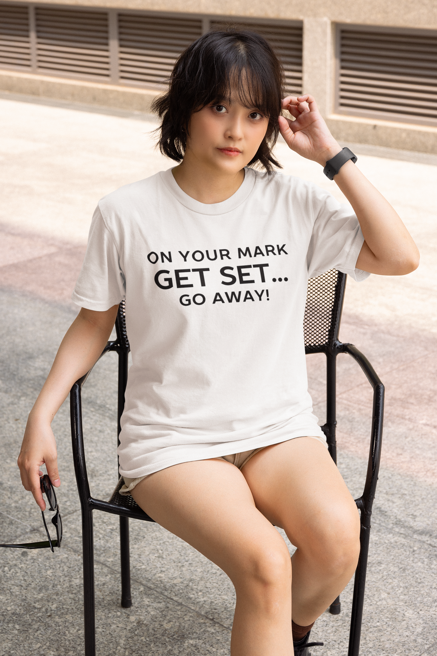 Unisex - On your marks, get set, go away Puff print t-shirt