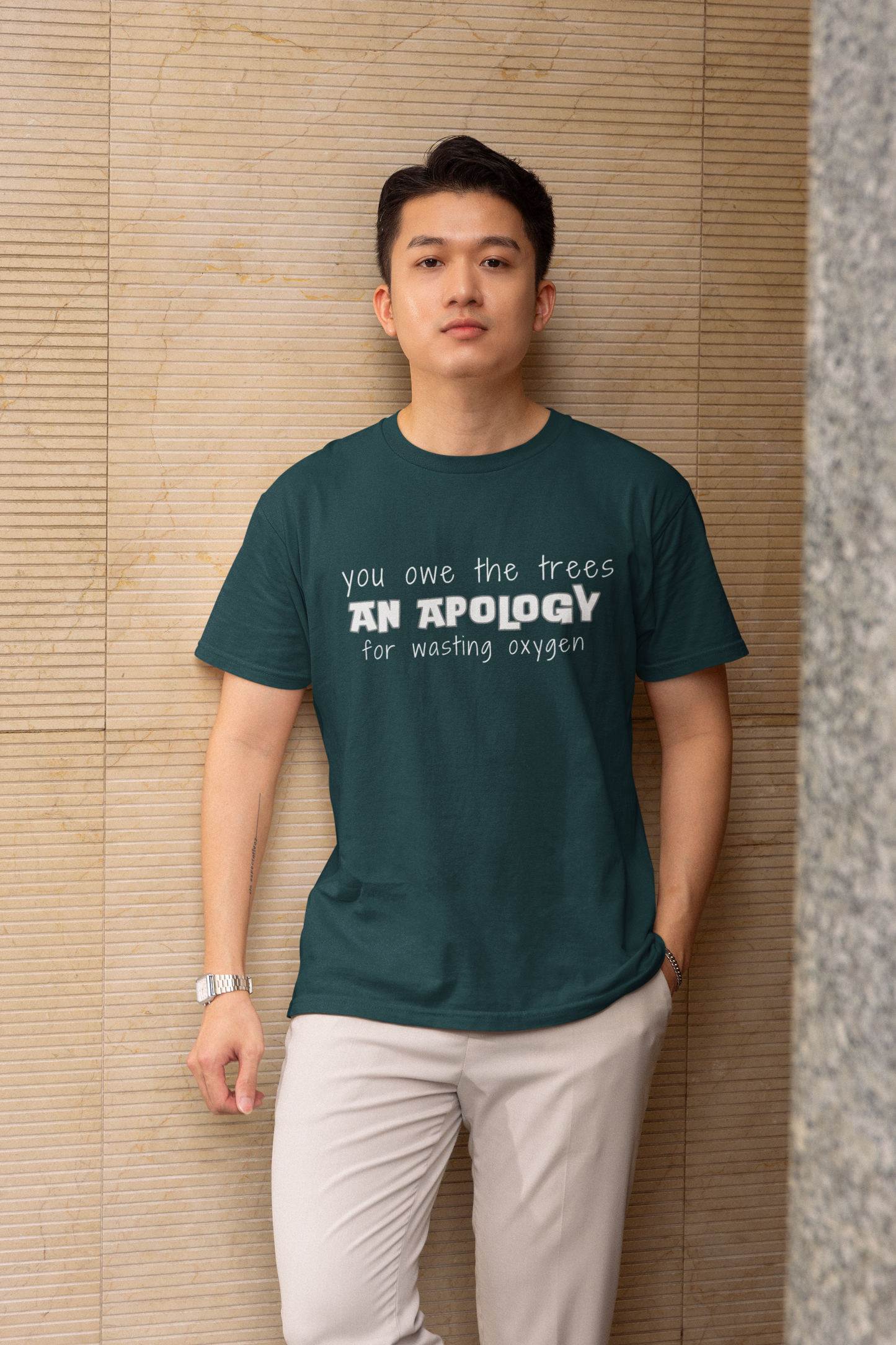 You owe the trees an apology for wasting oxygen- round neck regular fit unisex tshirt